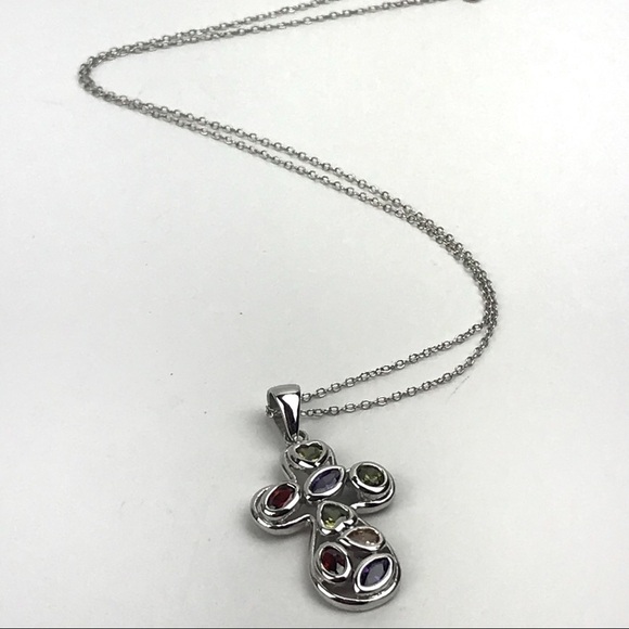 Sterling Silver Heart Religious Cross Necklace - Picture 2 of 8